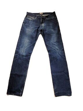 Naked & Famous Selvedge Denim Jeans Mens 31 Redline Dark Wash Crotch Repair ASIS
